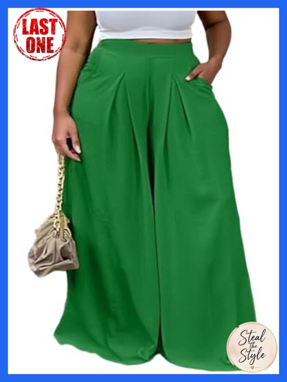 Plus Size Wide Leg High Waisted Palazzo Pants with Pockets Casual Lounge Flow